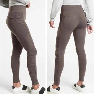 Athleta Delancey Moto Tight Leggings Coffee House Brown | XS